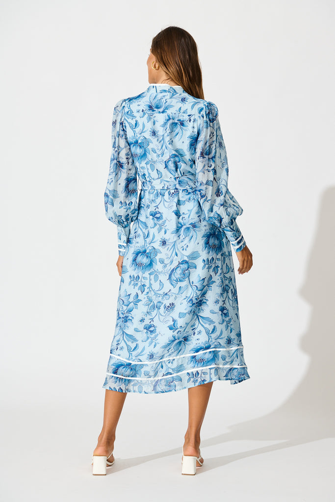 Darlington Midi Dress in Blue Floral back