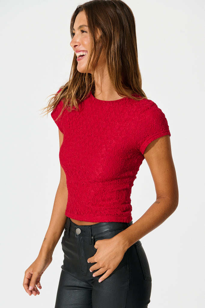 Devoted Top in Red Lace side