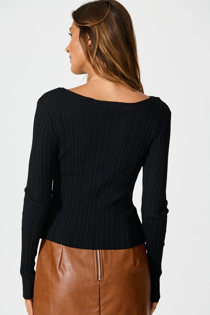 Mariella Knit Cardigan in Black back