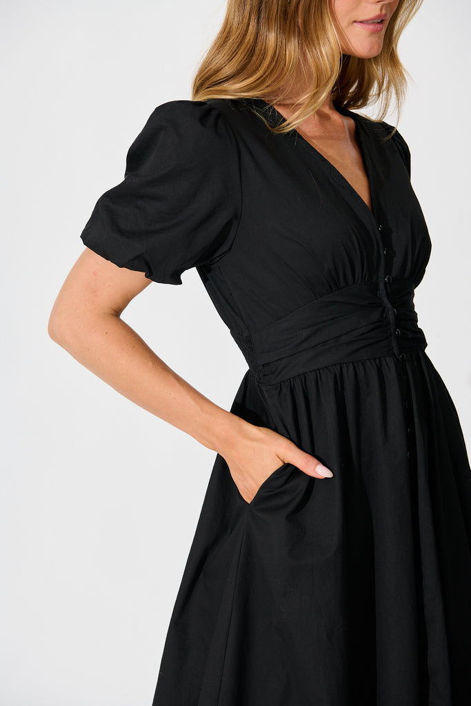 Mina Midi Dress in Black detail