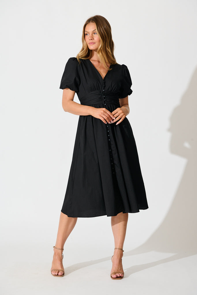 Mina Midi Dress in Black full length