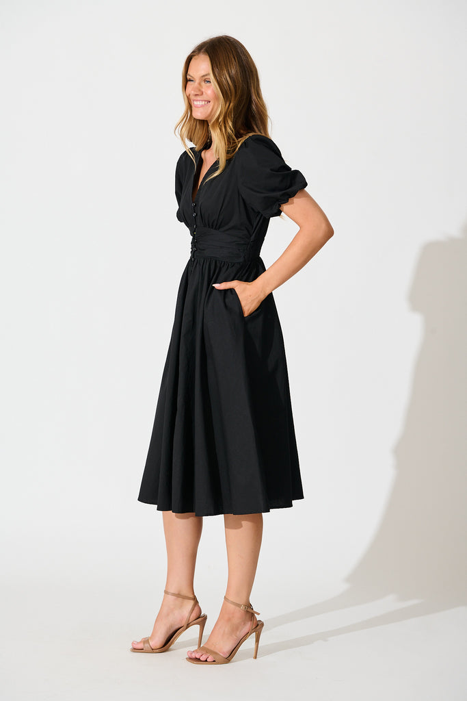 Mina Midi Dress in Black side