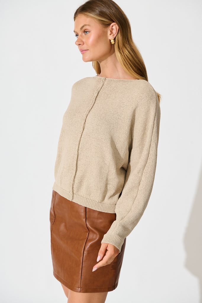 Vancouver Knit in Beige Cotton Blend side