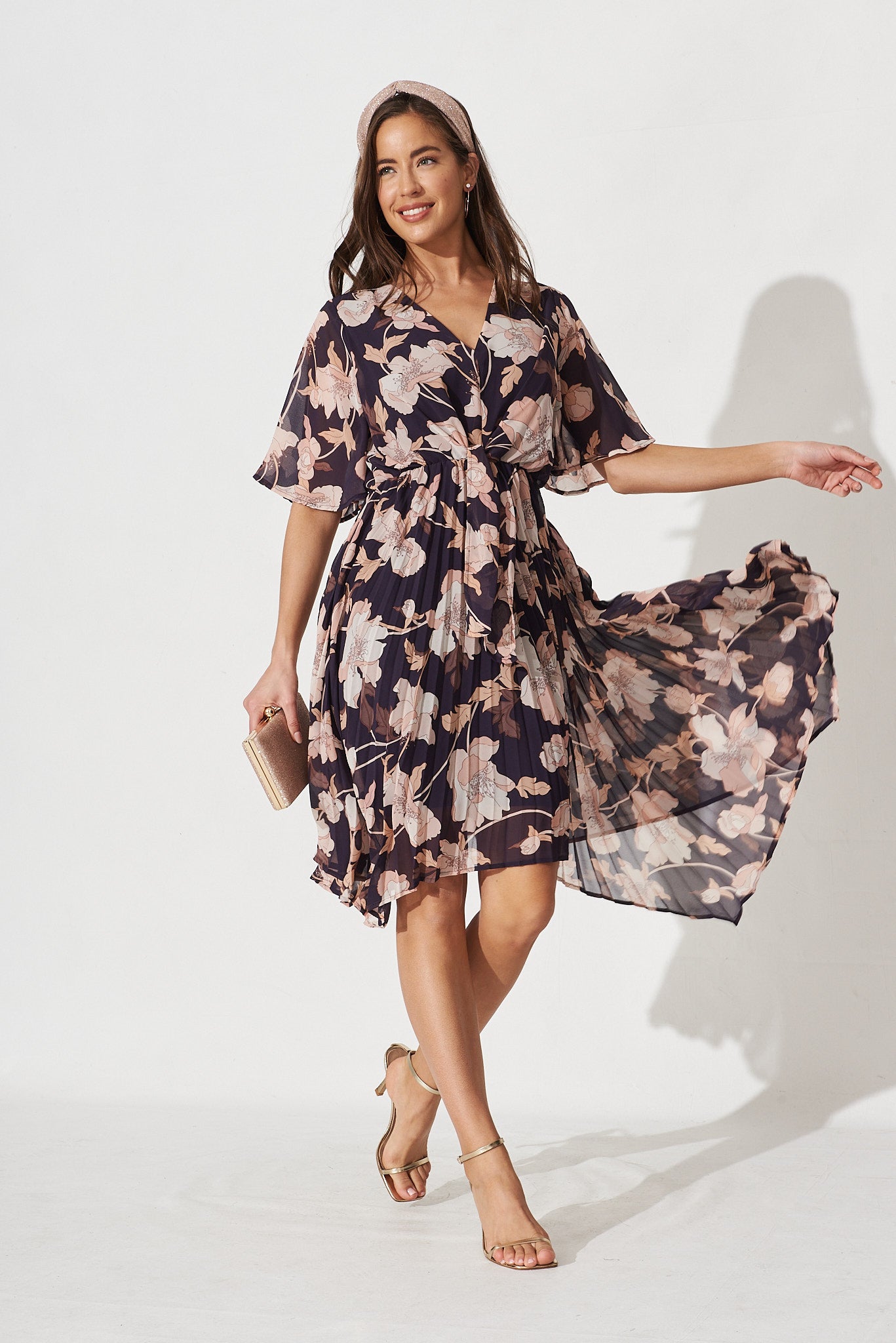 Blakely Dress In Mauve With Blush Floral Chiffon – St Frock