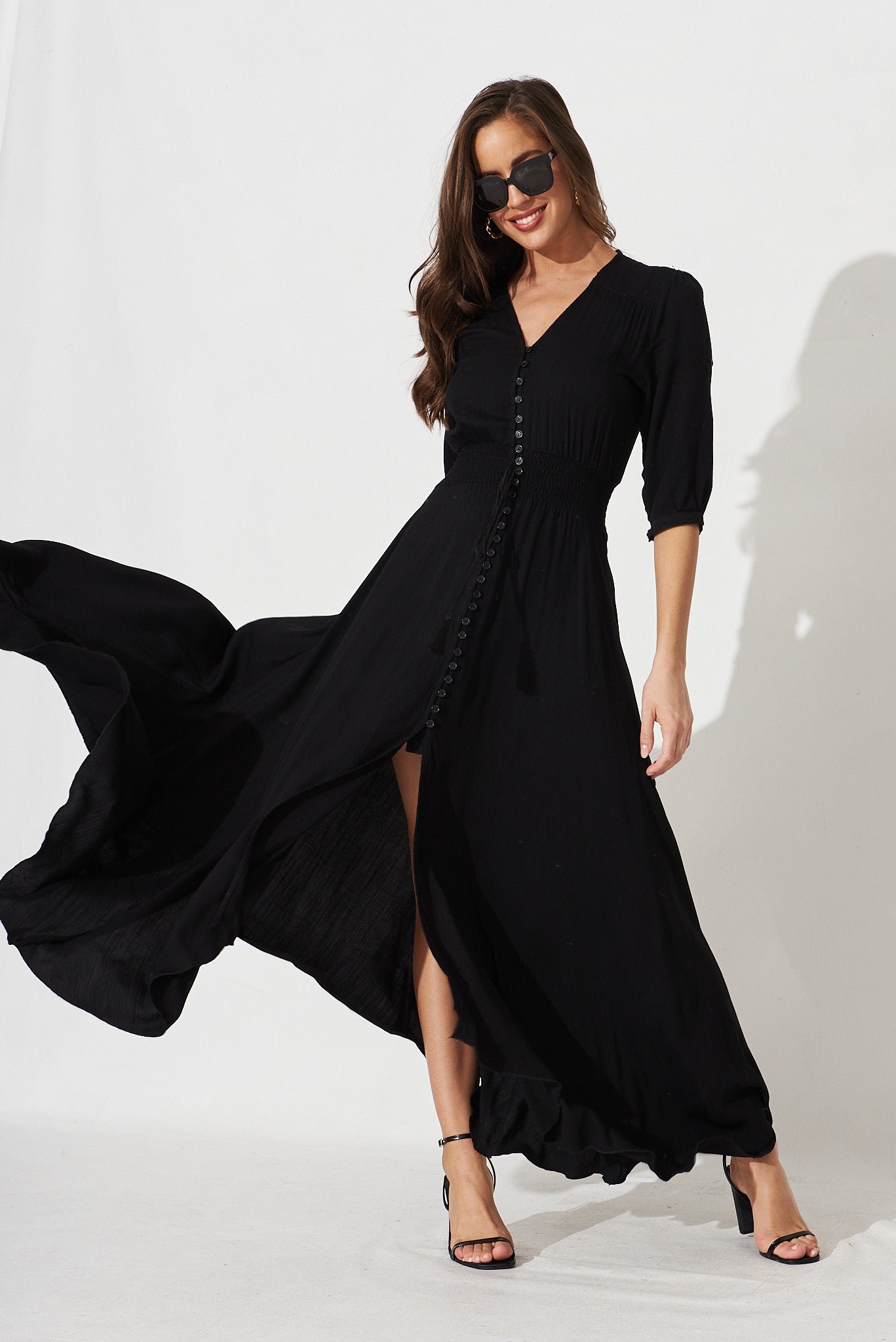 Selena Maxi Dress In Black - full length