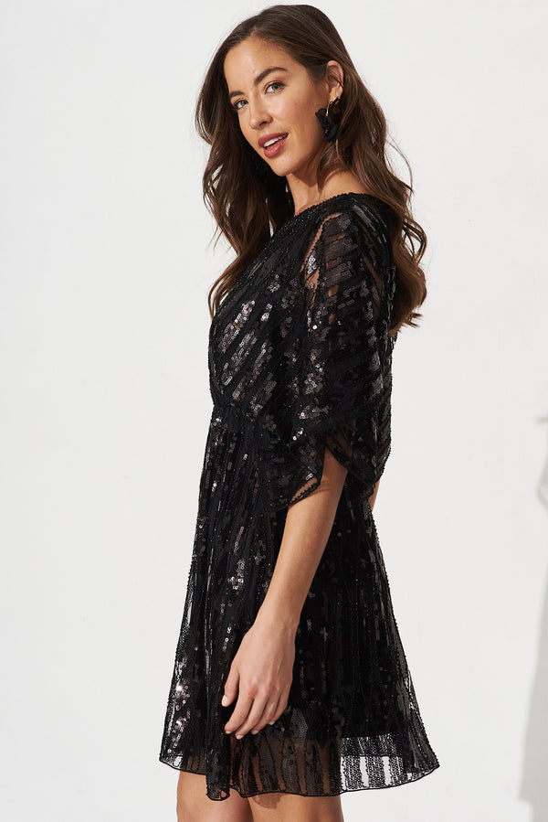 Prosecco Sequin Dress in Black – St Frock