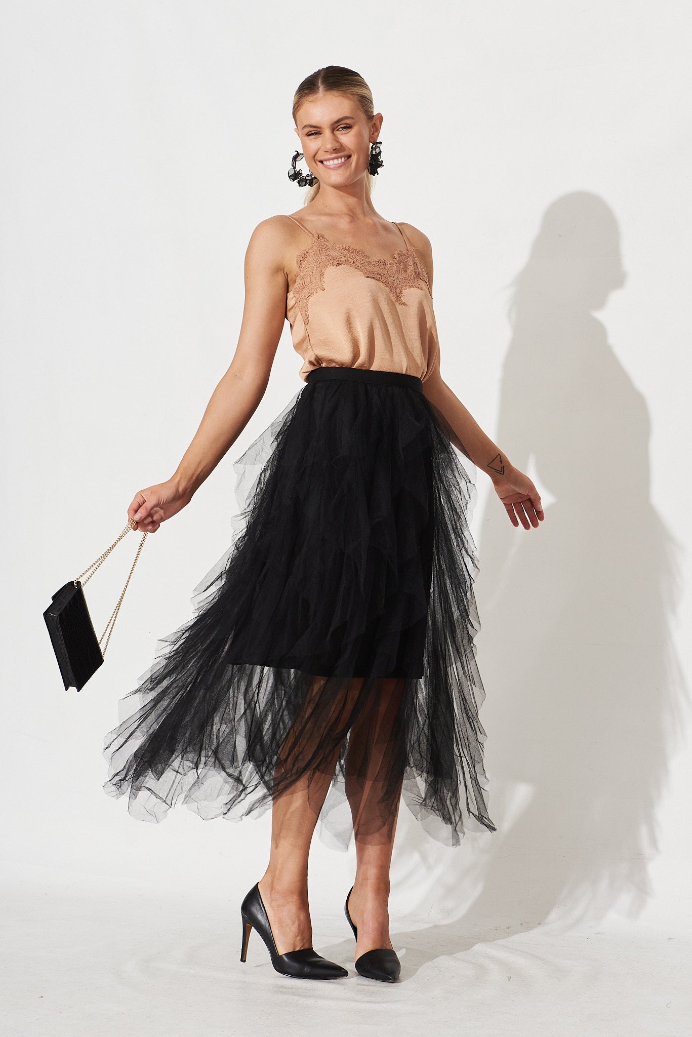 Cleef Midi Tulle Skirt In Black – St Frock