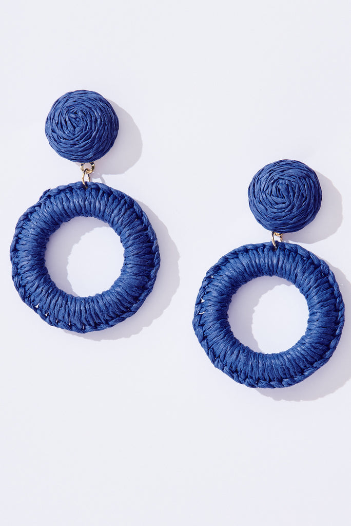 August + Delilah Lalla Drop Earrings In Blue Rattan - front