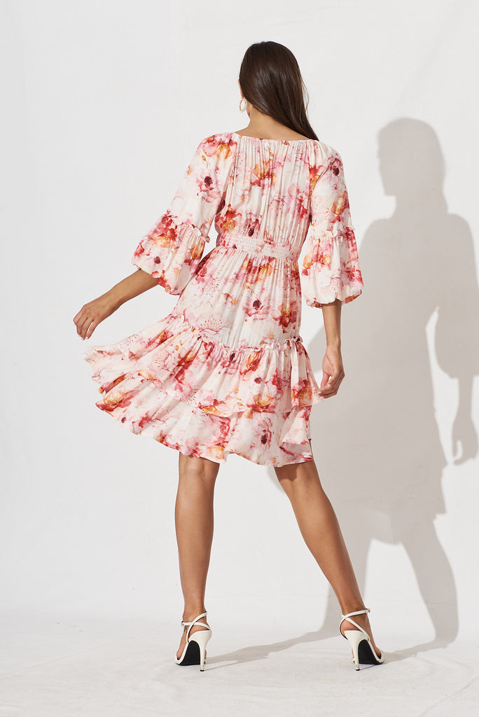 Kailani Dress In Blush With Pink Floral - back