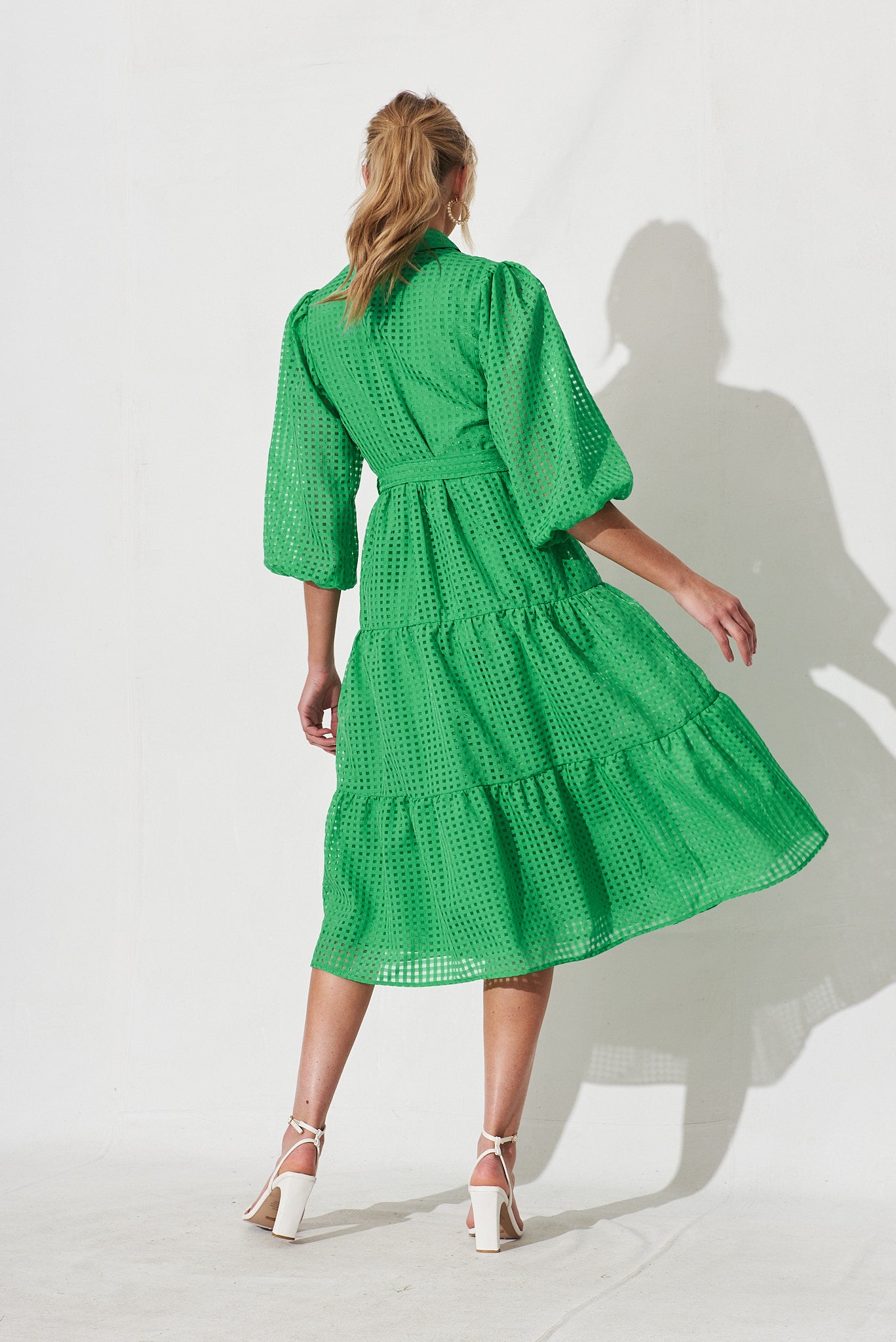 Roxana Shirt Detail Midi Dress Green Butterfly – Girl In Mind