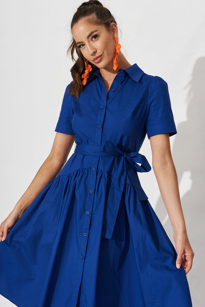 Annmarie Midi Shirt Dress In Navy - front