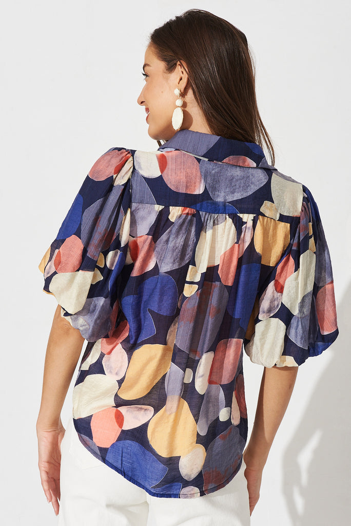 Aeryn Shirt In Navy With Multi Print - back