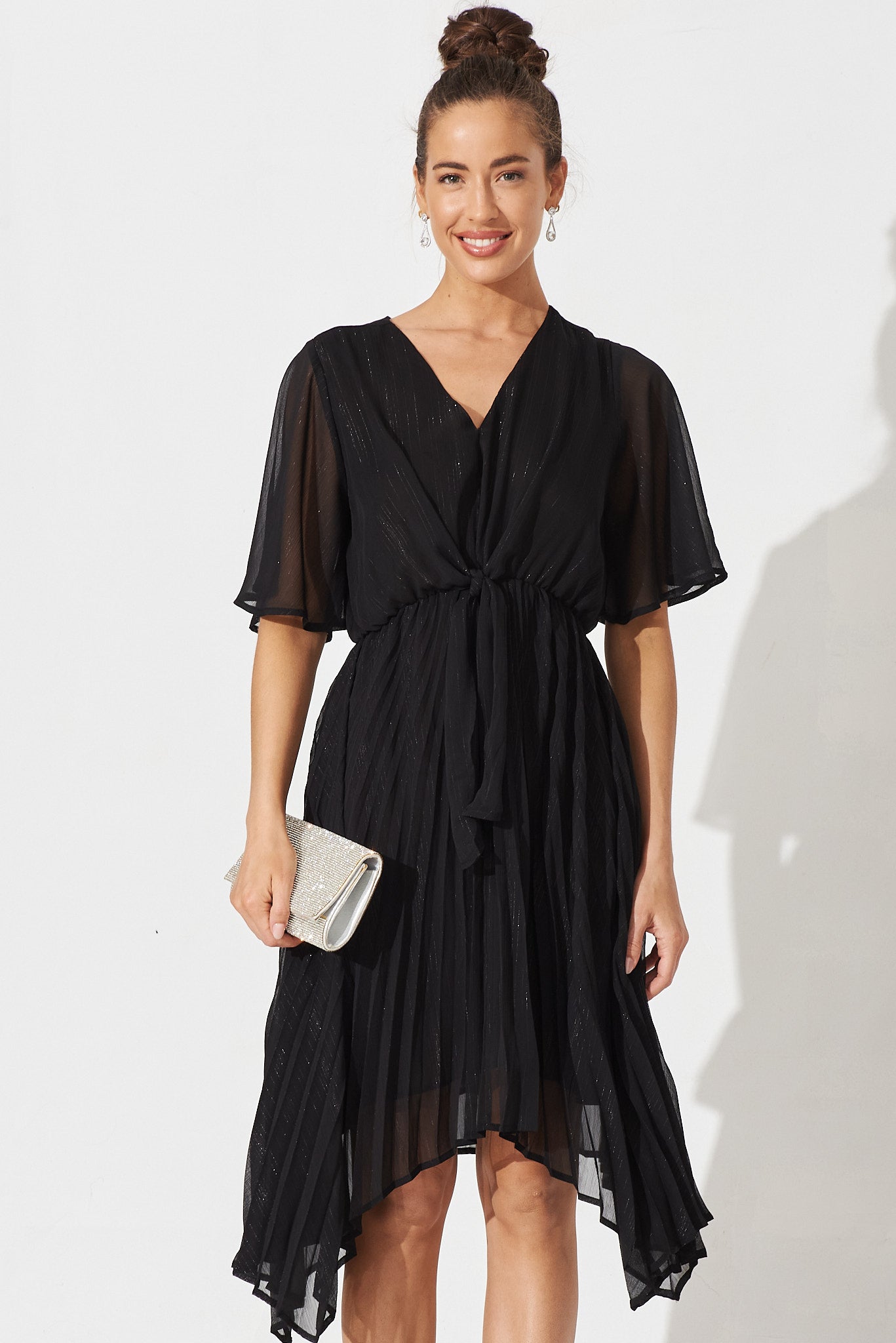 Blakely Dress In Black Lurex Chiffon – St Frock