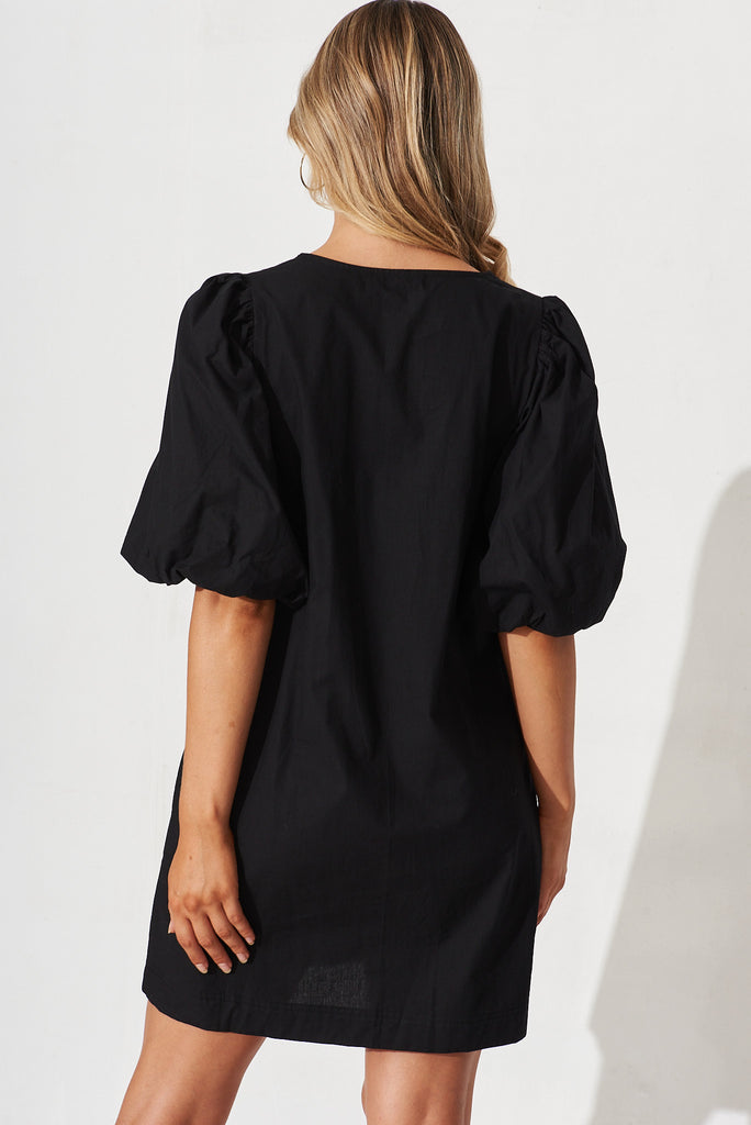 Ashlynn Dress In Black Cotton - back