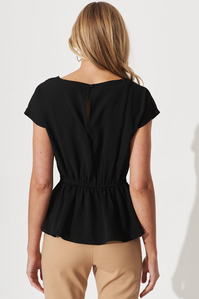 Thania Top In Black Crepe - back