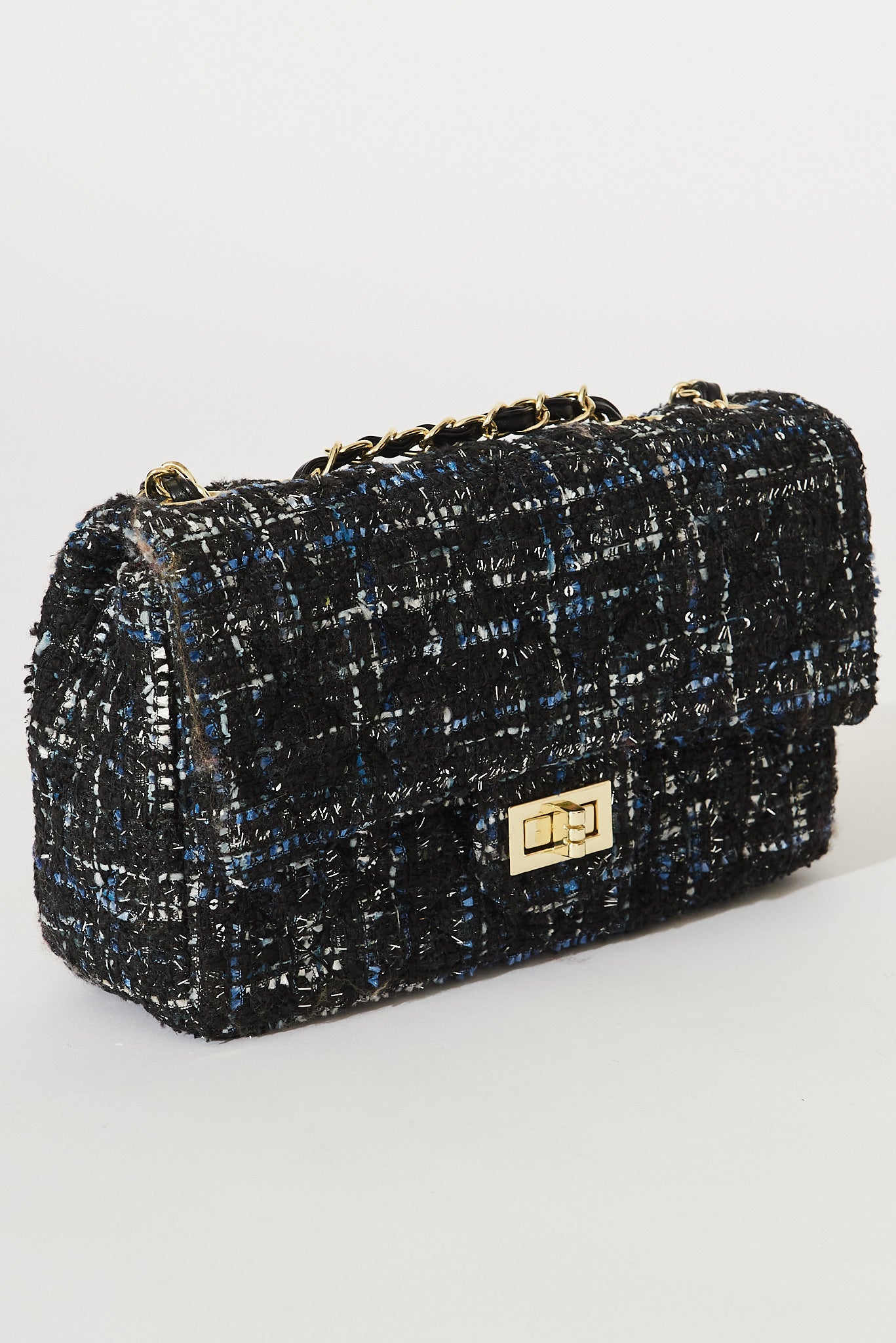 Louise Bag In Navy And Black Tweed – St Frock