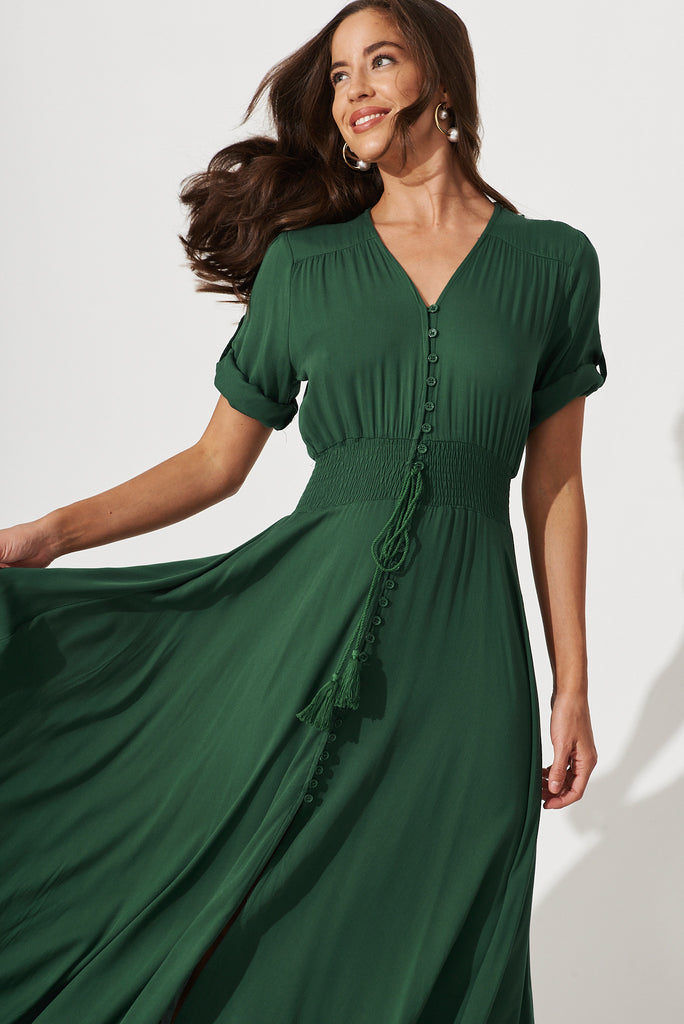 Selena Maxi Dress In Emerald - front